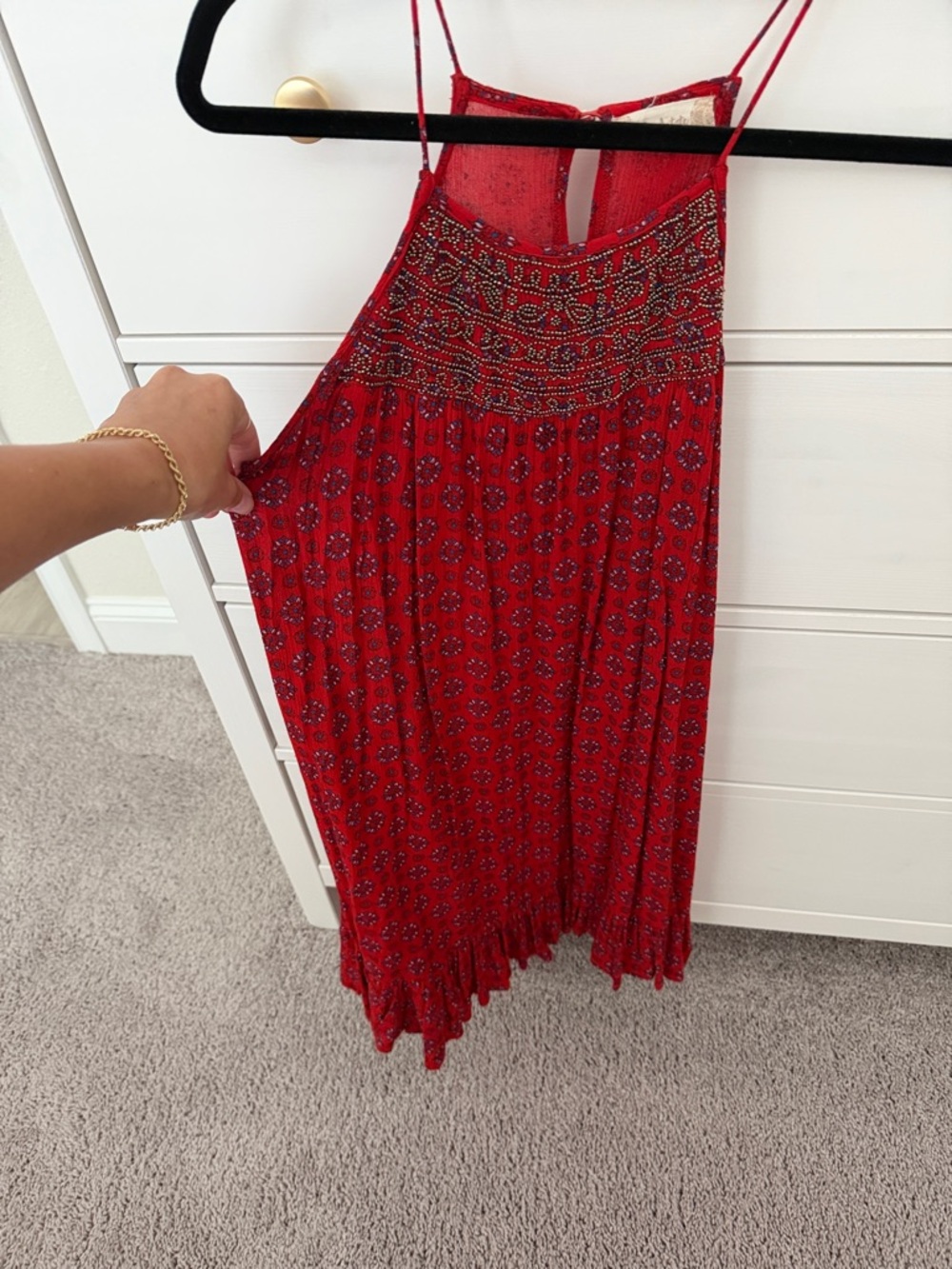 Altar'd State Red Beaded Mini Dress